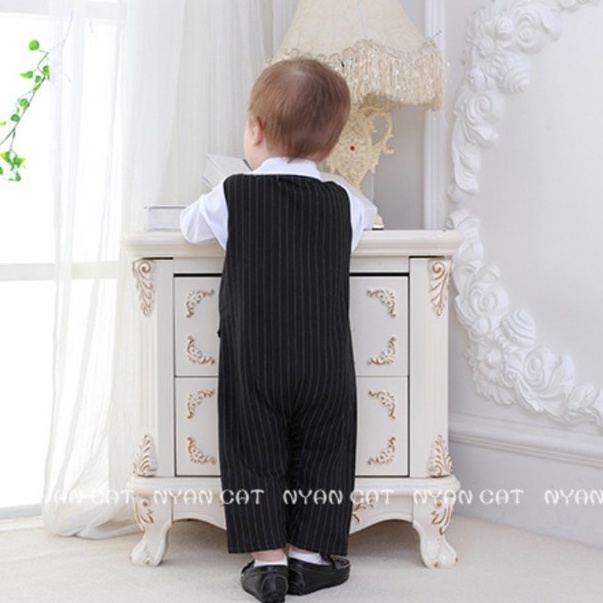 Set body gile bé trai sơ sinh kẻ sọc kèm cà vạt sơ sinh 1 2 tuổi MINTSCLOSET Mint's Closet - s1045