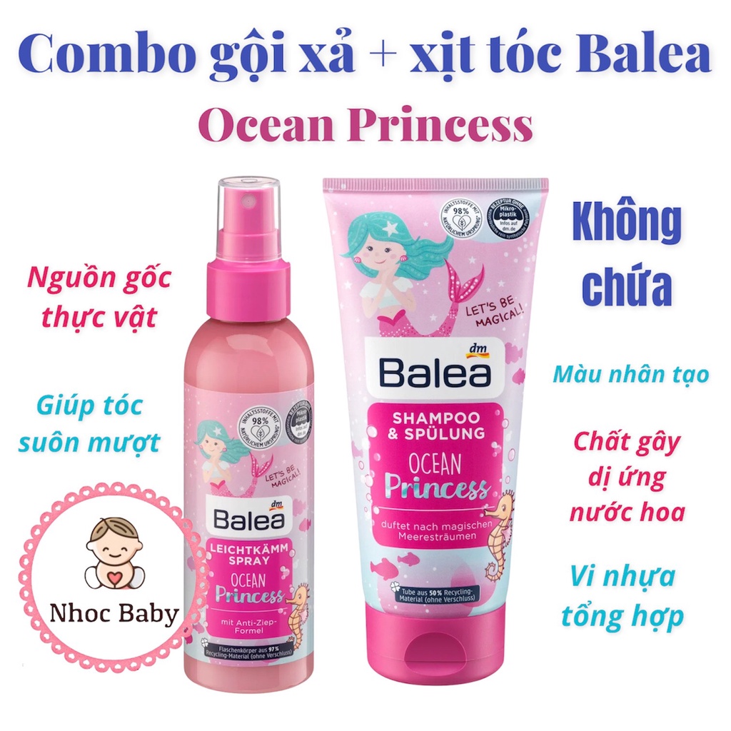 Xịt dưỡng tóc Balea Ocean Princess 150ml cho bé 12m+