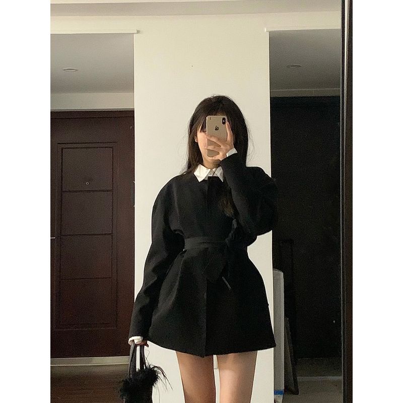 IMAODOU Áo khoác blazer mỏng cổ tròn tùy chọn màu sắc phong cách retro thời trang cho nữ