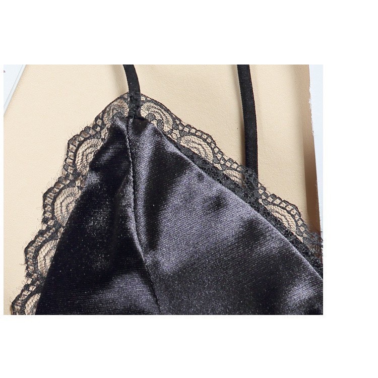 Áo Bra satin phi bóng viền ren sexy 265