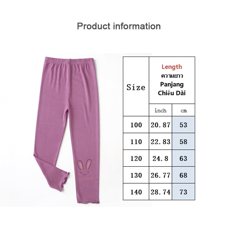 AMILA Quần Legging Dài Mỏng Nhẹ Dáng Ôm Có Tai Gỗ Cho Bé Gái