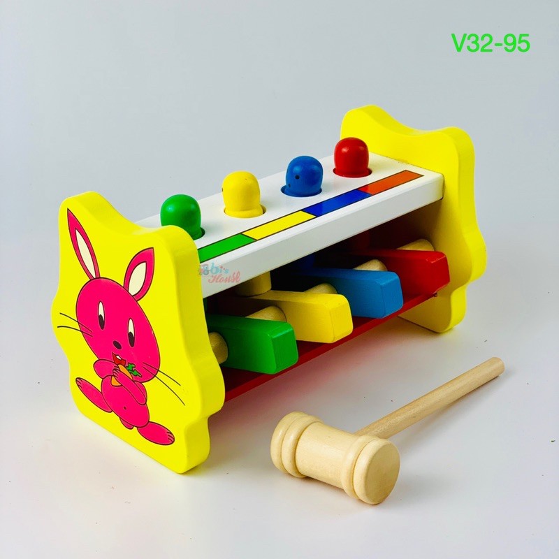 Đồ chơi gỗ đập chuột ( có hình thỏ) - đồ chơi Bi House