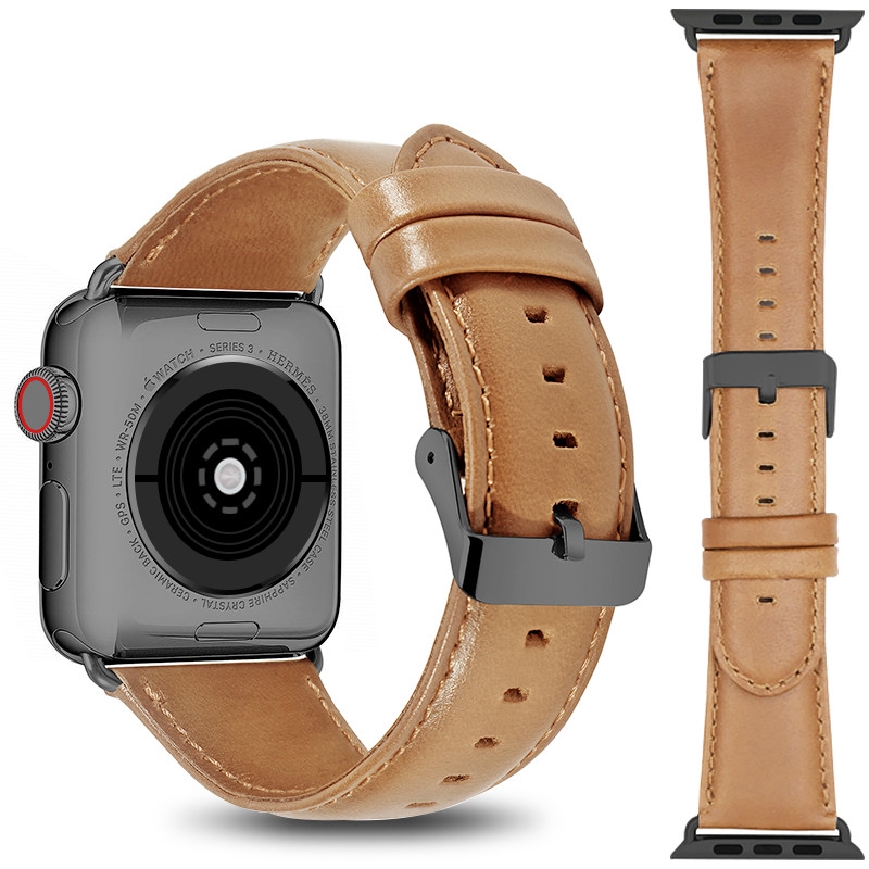 Vòng đeo cổ tay bằng da thay thế cho đồng hồ Apple series 5 4 3 2 iwatch 38mm 40mm 44mm 42mm