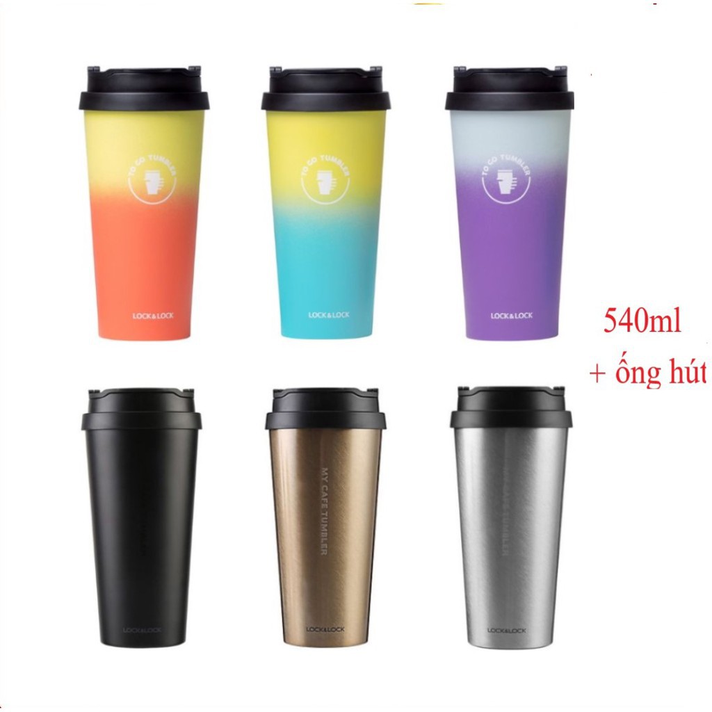 [LOCK &amp; LOCK] Bình giữ nhiệt Lock&amp;Lock LHC4151, dung tích 540ml, kèm ống hút, đủ 5 màu