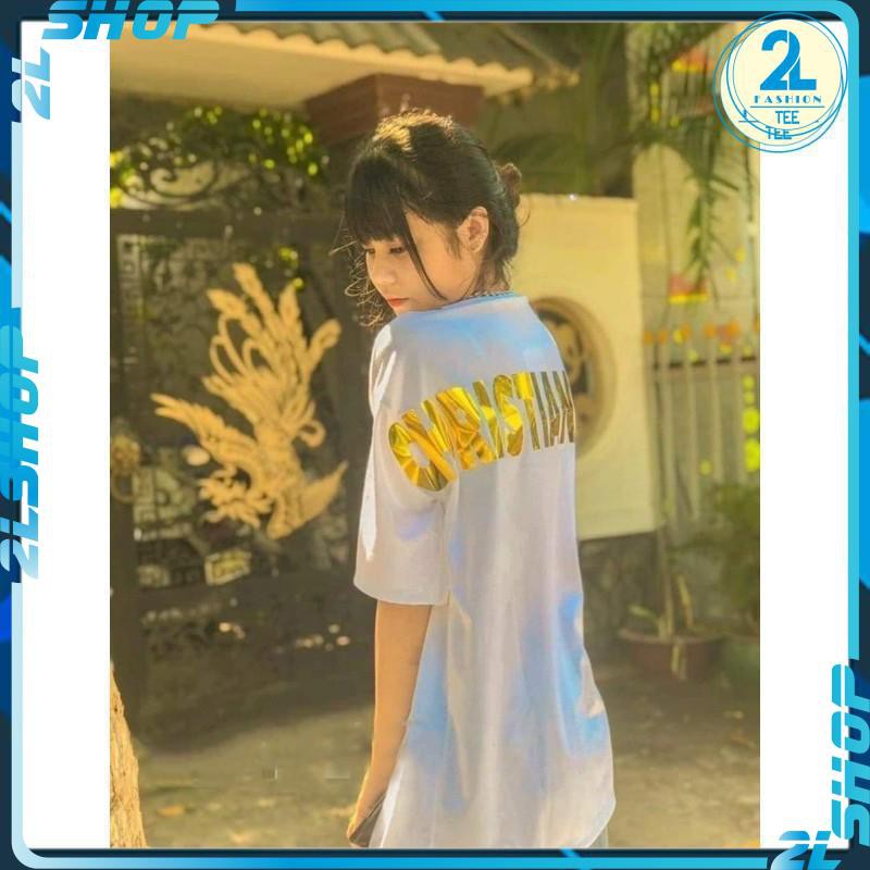 áo thun, phông nam nữ form rộng tay lỡ UNISEX chữ CHIRS tráng gương siêu hot chất cotton mềm co dãn