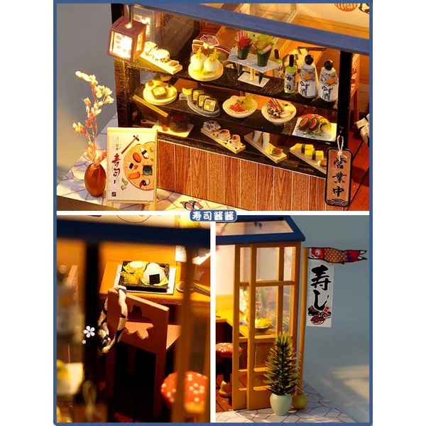 Kèm Keo dán gỗ - Mô hình nhà gỗ búp bê Dollhouse DIY - TD35 Sushi