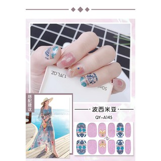 Bộ sticker dán móng tay trang trí 3D thổ cẩm