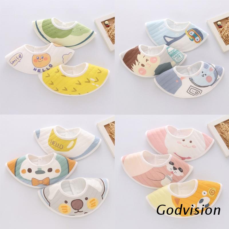 Bộ 3 yếm ăn vải xoay 360 độ in họa tiết hoạt hình dễ thương cho bé