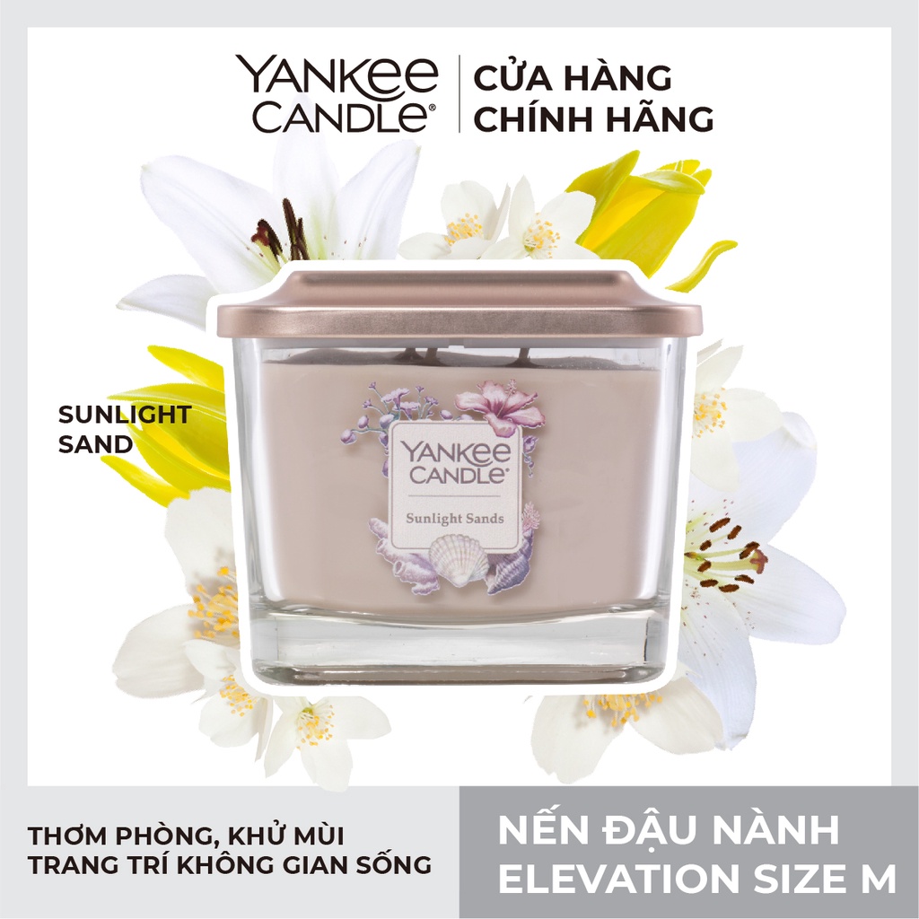 Nến ly vuông Elevation Yankee Candle size M - Sunlight Sands (347g)