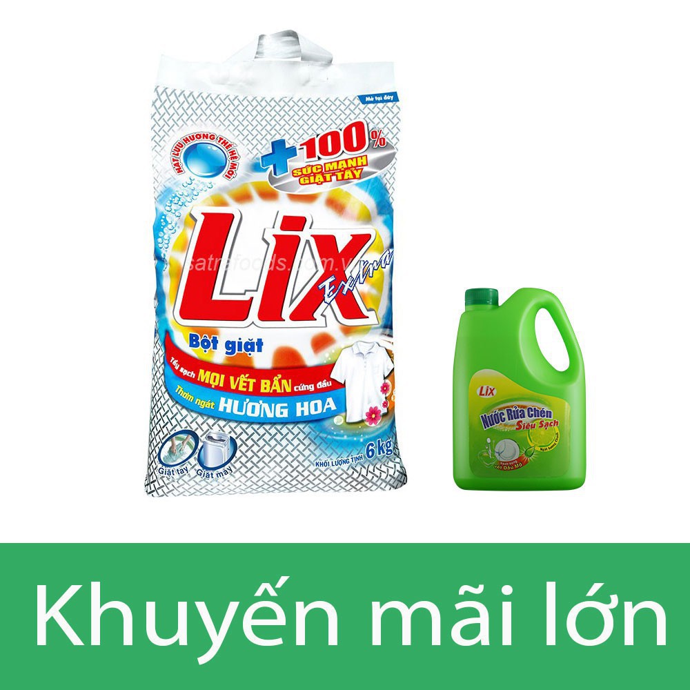 BỘT GIẶT LIX EXTRA HƯƠNG HOA 6KG( tặng nước rửa chén)