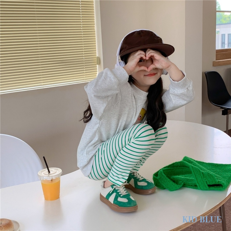Quần Legging Họa Tiết Kẻ Sọc Phong Cách Hàn Quốc Thời Trang Mùa Thu Mới Cho Bé Gái