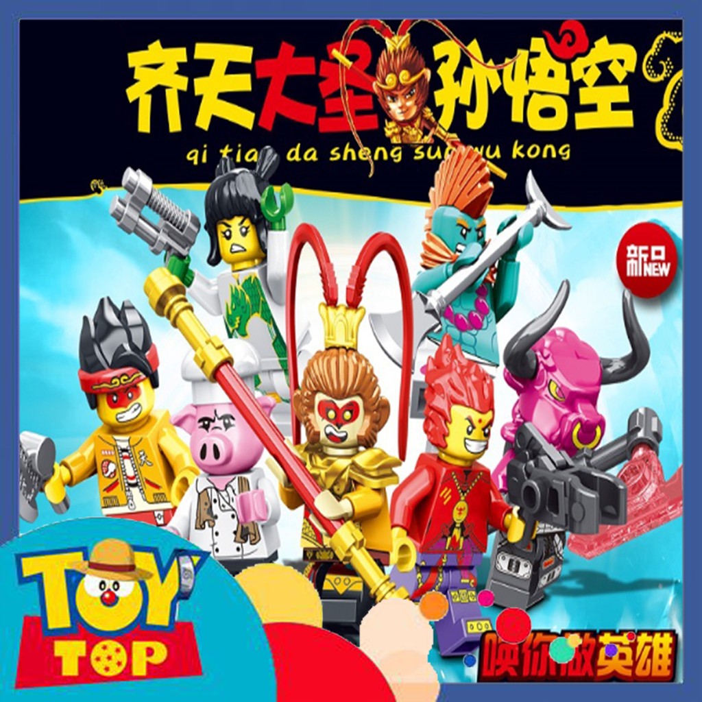 [Một hộp] Non - lego xếp hình lắp ghép minifigures Wukong: Tôn ngộ không , Trư bát giới, Ngưu ma vương OBM 99628