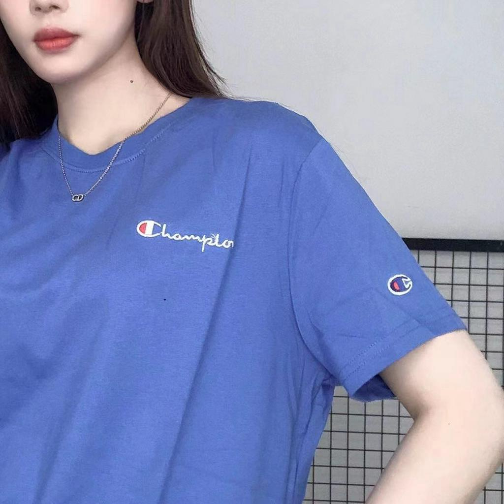 Áo thun cotton cổ tròn ngắn tay thêu chữ champion mẫu 02
