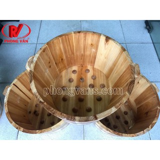 Thùng ngâm chân gỗ thông gắn hạt