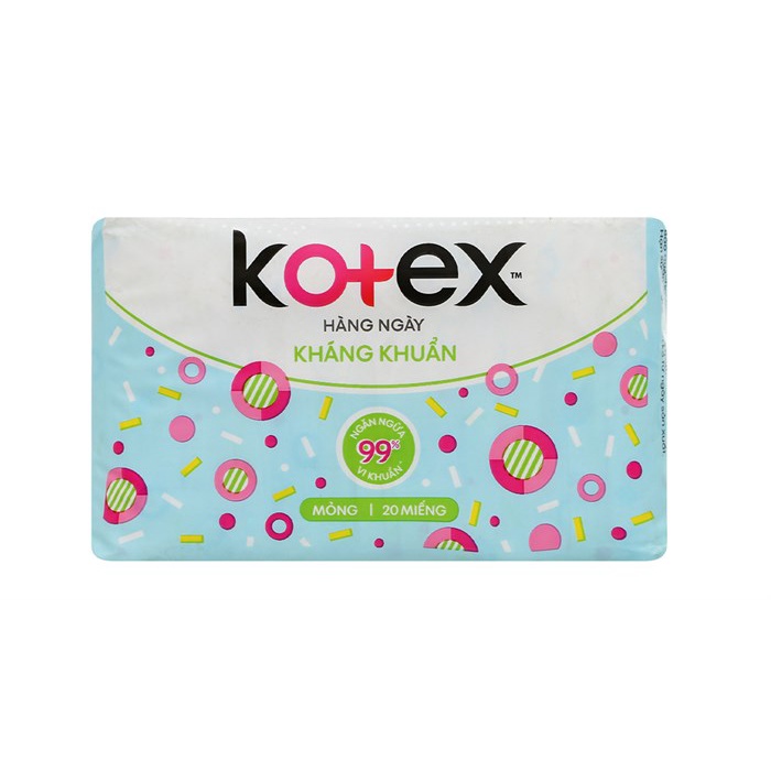 Băng vệ sinh chống tràn kháng khuẩn KOTEX - bvs 8 Miếng - 20 miếng Mỏng Xanh Ngọc