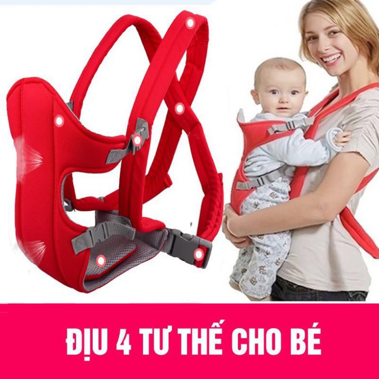 Địu 4 Tư Thế Cho Em Bé (2 Màu: Xanh Than- Đỏ) [chisu7390]