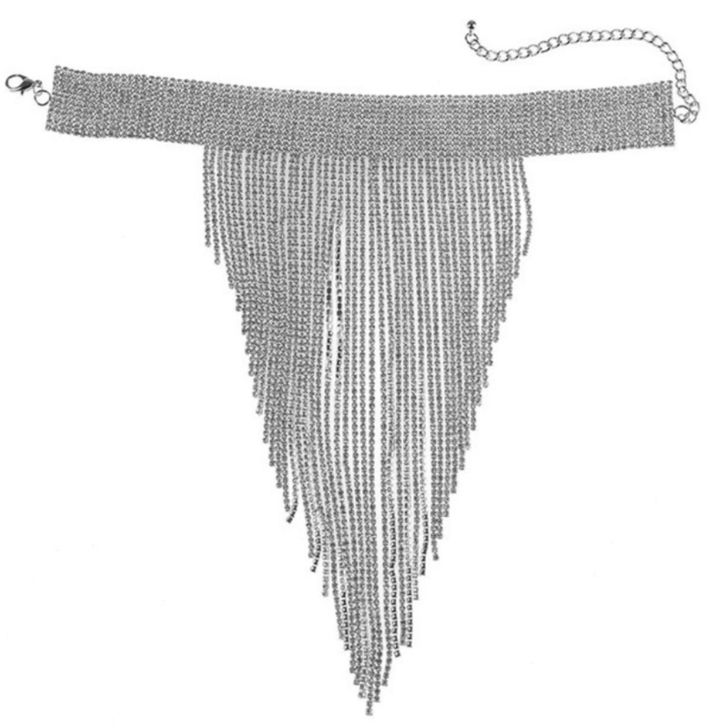 Vòng Cổ Choker Thiết Kế Dạng Tua Rua Đính Đá Sang Trọng