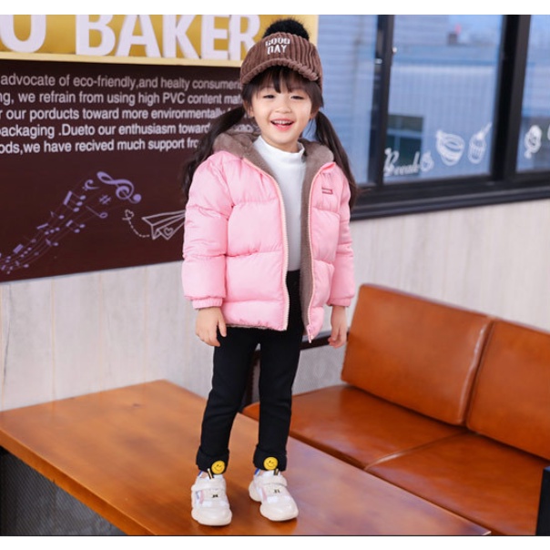 Áo phao béo tai gấu lót lông siêu ấm cho bé, áo khoác 2 mặt hàng Quảng Châu cao cấp cho bé trai và bé gái