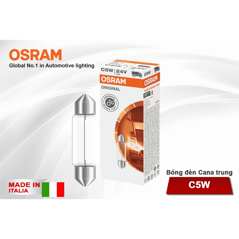 [Mã BMBAU50 giảm 10% đơn 99k] Combo 10 Bóng Đèn Cana Trung OSRAM Original C5W 24V 5W Nhập Khẩu Chính Hãng