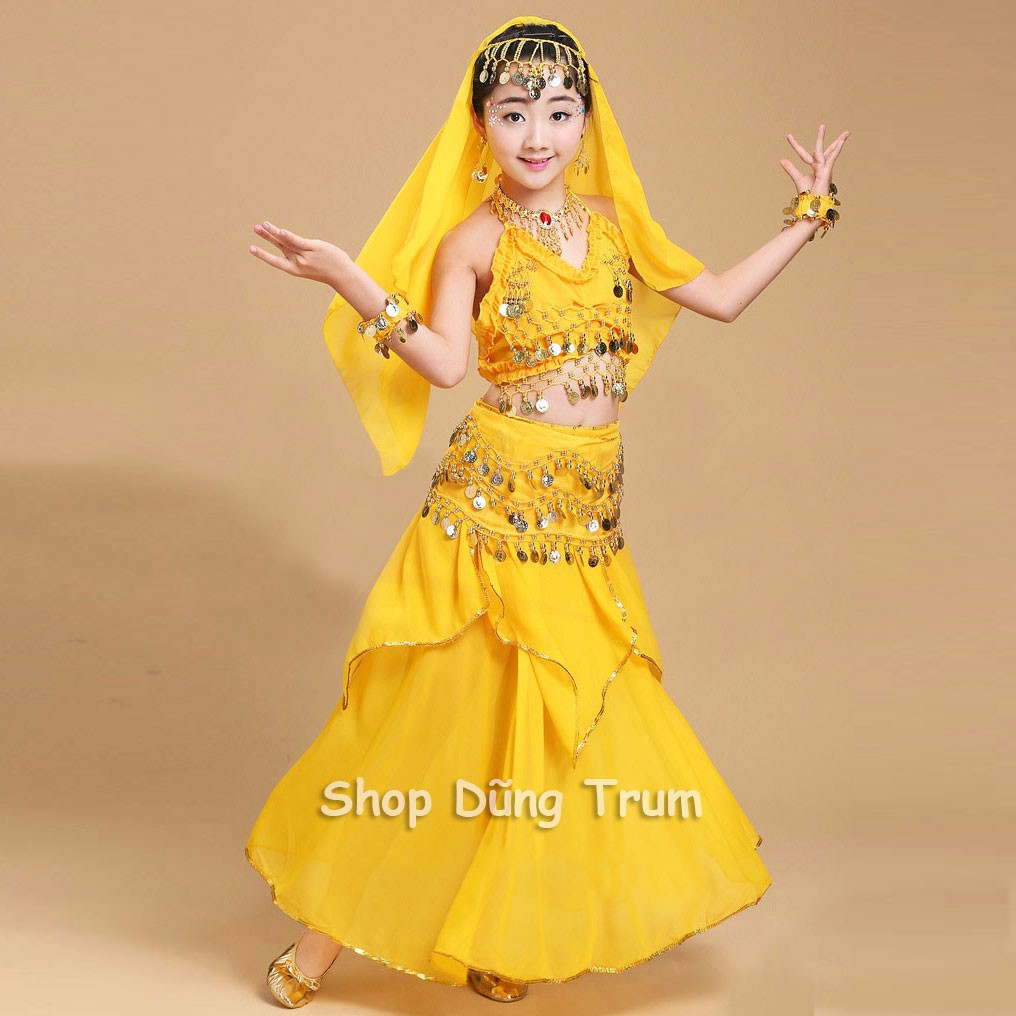Trang phục múa Ấn độ trẻ em, váy Ấn Độ múa biểu diễn