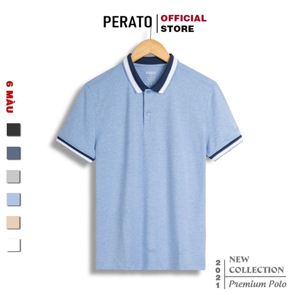 [MUA 2 GIẢM 20K] Áo Thun Polo Nam Tay Ngắn PERATO, Chất Cotton Cao Cấp, Mềm Mịn, Thấm Hút Tốt (APCP21003-01)