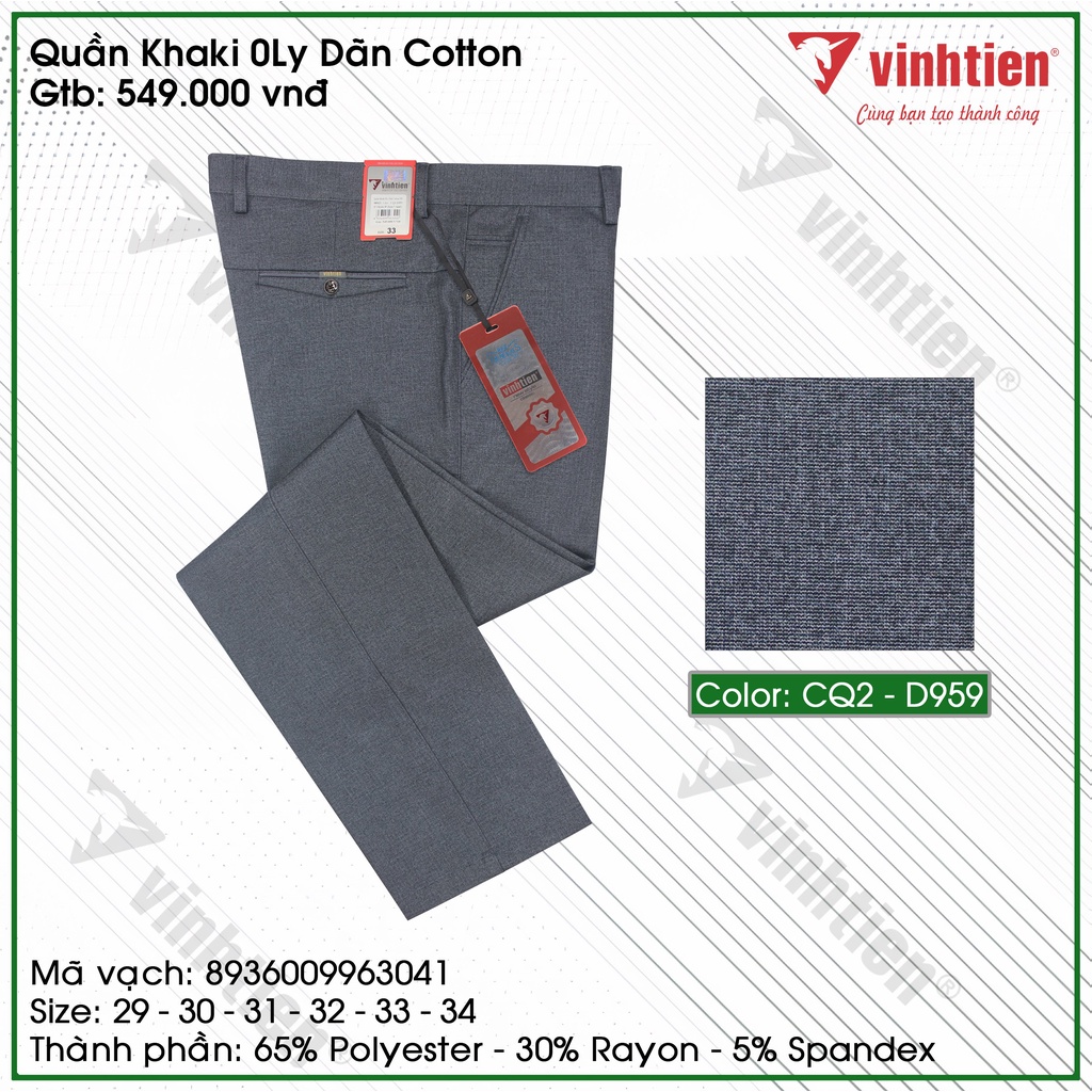 Quần Kaki 0Ly Nam Dãn Cotton Classic Vĩnh Tiến 549 - Nhiều Màu