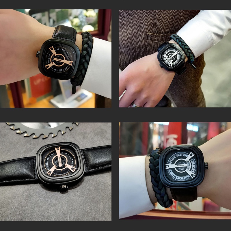 Đồng hồ nam dây da ,đồng hồ đeo tay nam thời trang mặt vuông | WebRaoVat - webraovat.net.vn