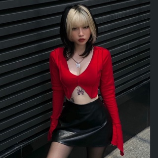 🔥Áo Croptop “ReD In” —— đường chỉ nổi. TẶNG TÚI TOTE.