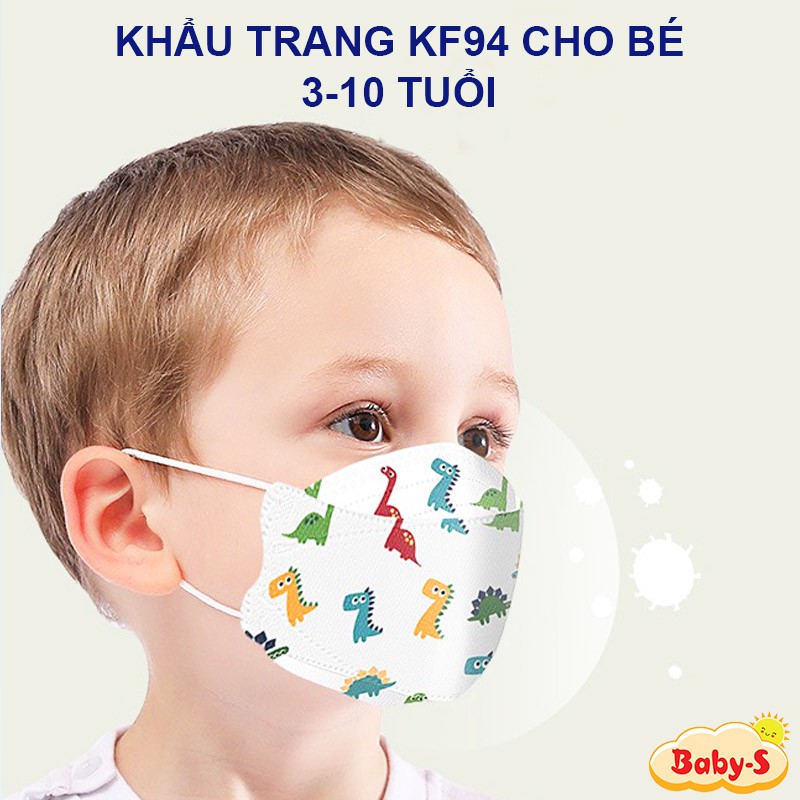 Khẩu trang trẻ em, Set 10 khẩu trang KF94 cho bé 3-10 tuổi tiêu chuẩn Hàn Quốc, chống bụi siêu mịn PM2.5 Baby-S - SM016