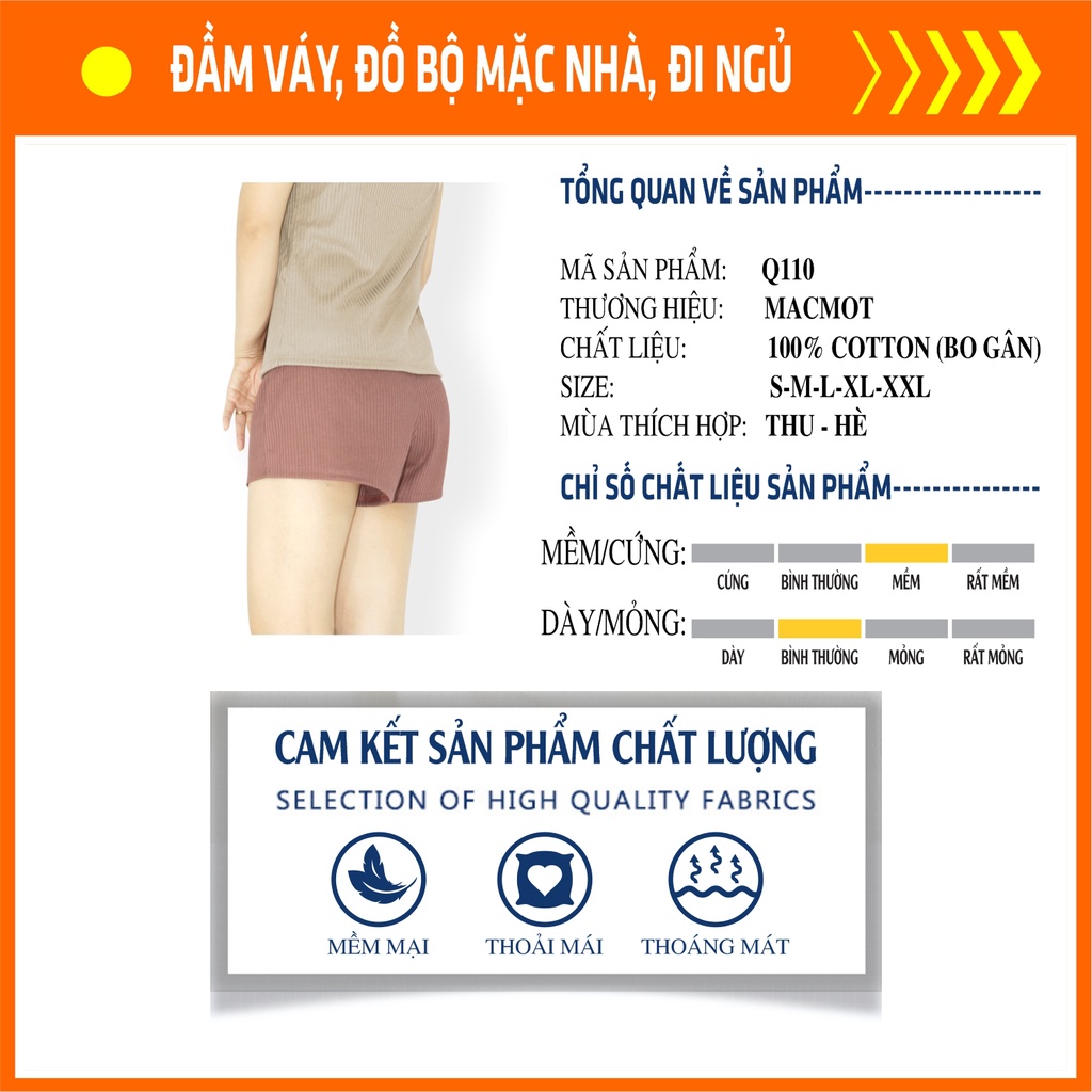 Quần short nữ thun cotton 100%, [Mã SP Q110] phù hợp làm quần đùi mặc nhà hoặc quần mặc trong váy. Thời trang Macmot | BigBuy360 - bigbuy360.vn
