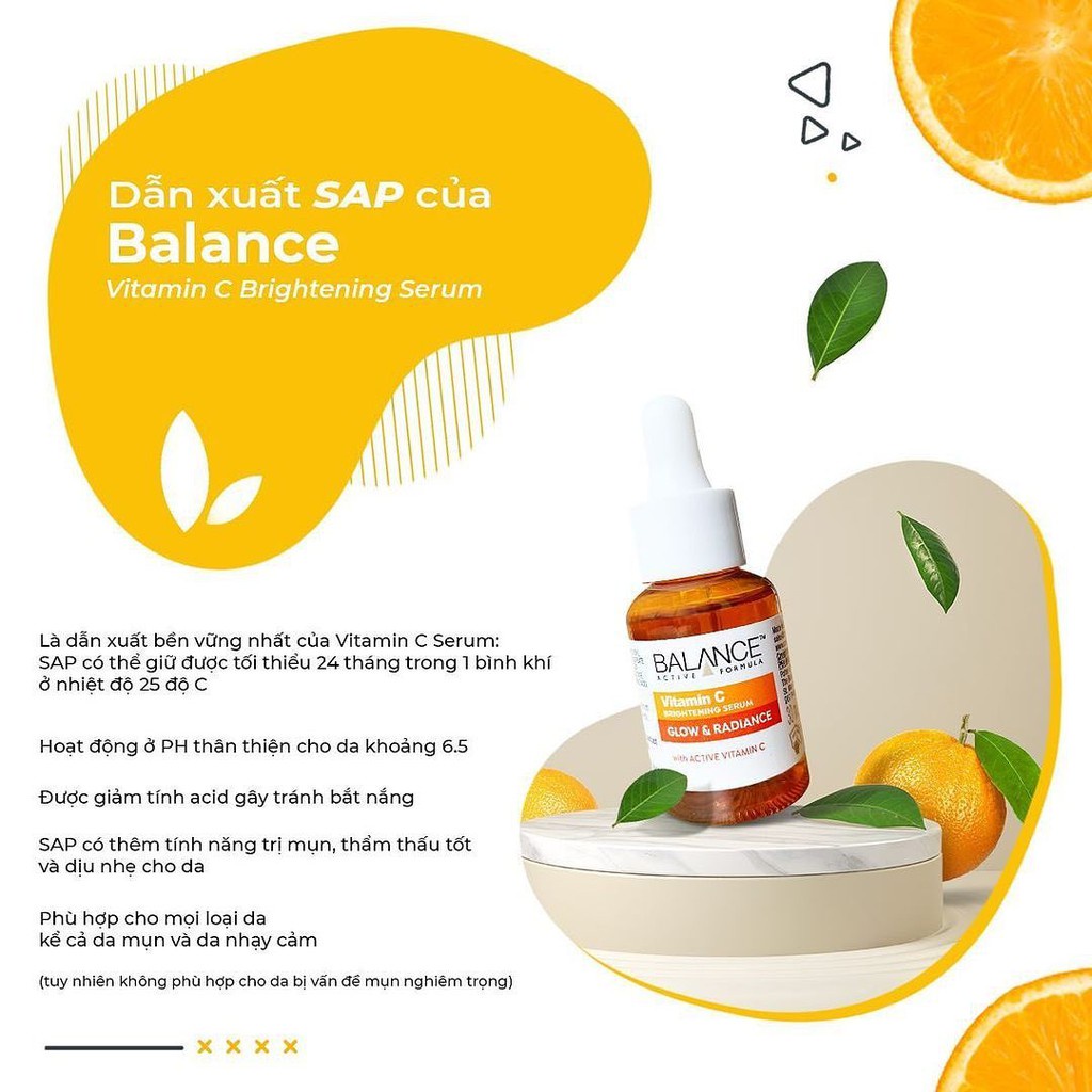 Serum trắng da mờ thâm Balance Active Formula Vitamin C 30ml date xa