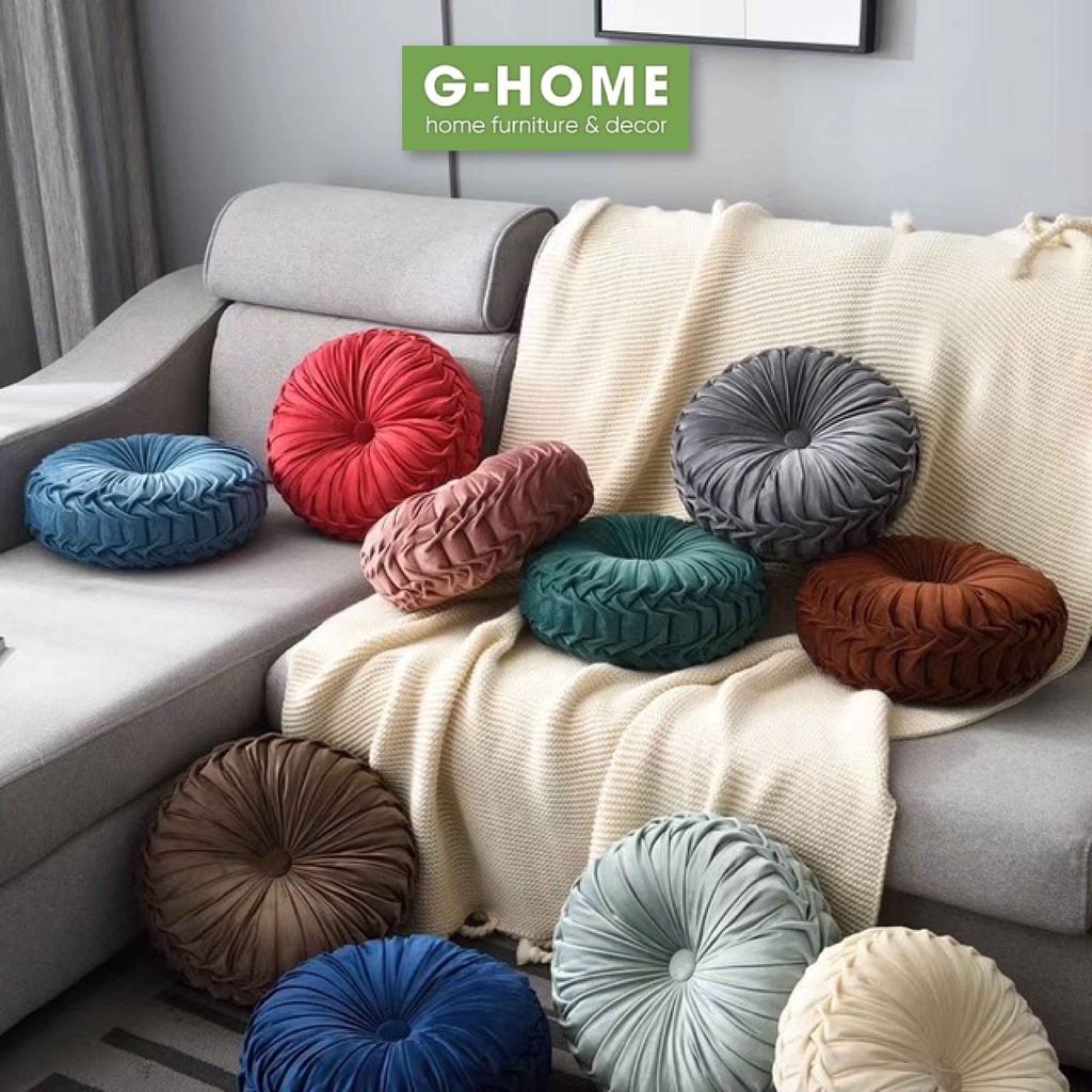 [Mã LIFE20KALL giảm 10% đơn 50K] Gối tựa sofa dạng sóng Ghome, gối ôm trang trí vải nhung sang trọng bền đẹp DT072