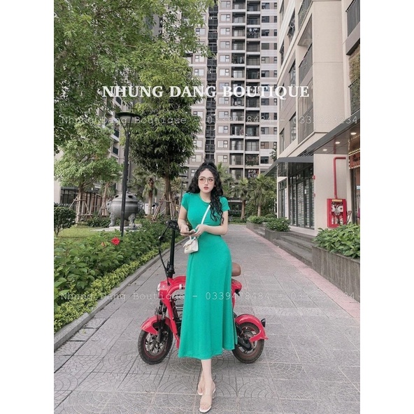 VÁY MAXI TĂM CỔ TRÒN CÓ GIÃN DÁNG DÀI CHẤT ĐẸP MS19892