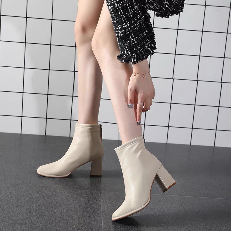 Giày bốt (boot) thời trang nữ da cổ ngắn phong cách thời trang