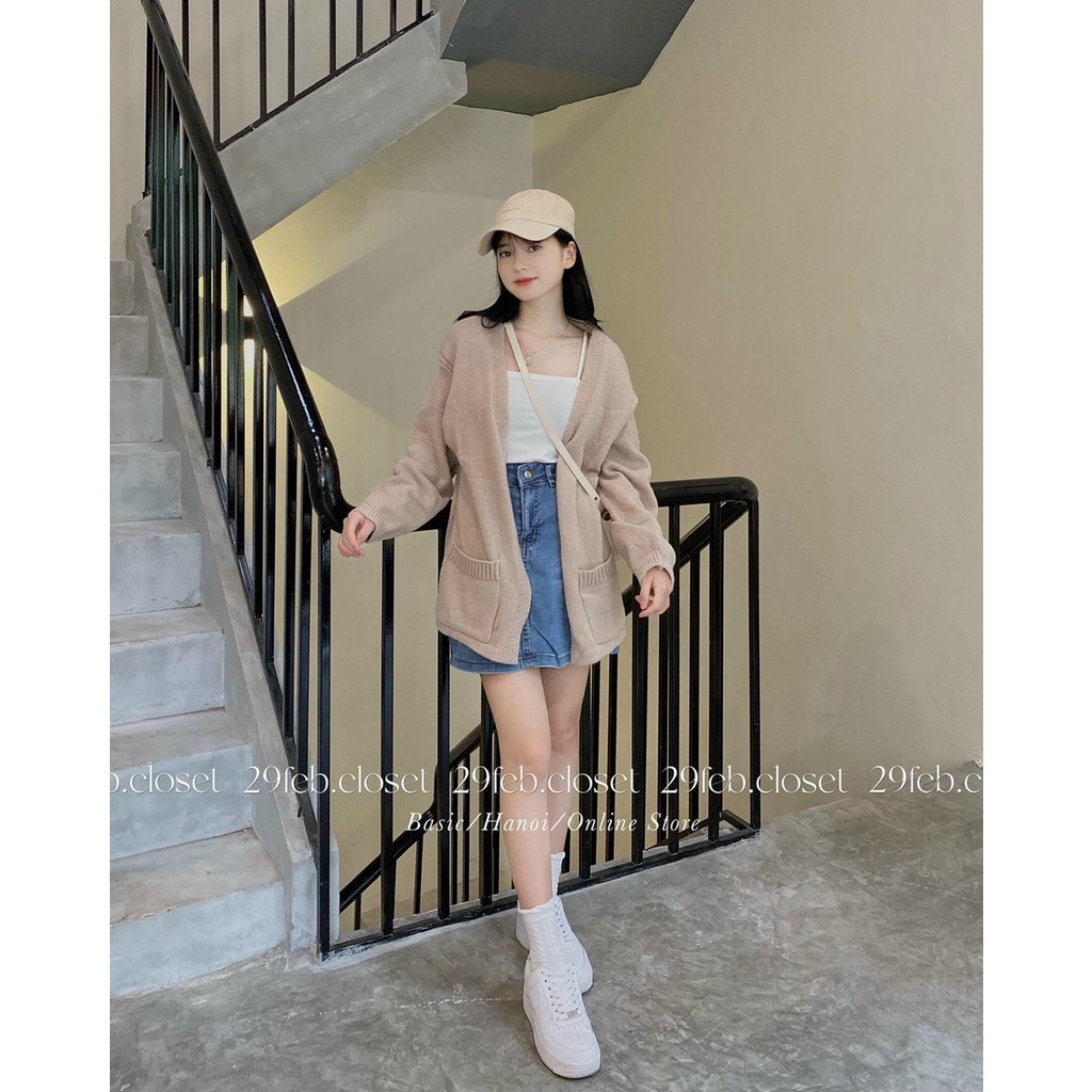 Áo Khoác Len Cardigan Choàng Mỏng 2 Túi Vuông Tay Dài | Bé Tiu Clothing