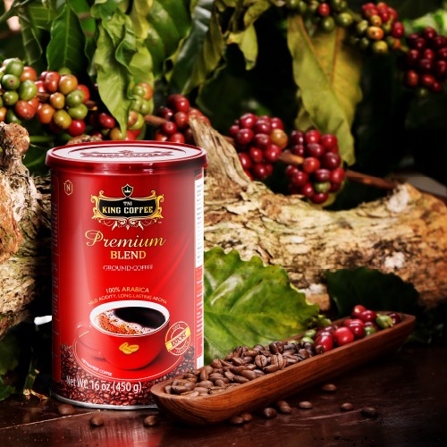 CÀ PHÊ RANG XAY PREMIUM BLEND KING COFFEE LON 450GRAM