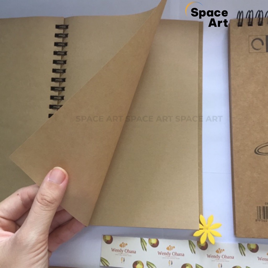 Sổ vẽ phác thảo giấy nâu Kraft Sketch Book 80gsm 60 tờ gáy lò xo
