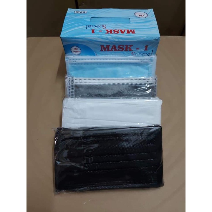 2 hộp Khẩu trang Y TẾ 4 lớp cao cấp, hộp 50 màu Xanh