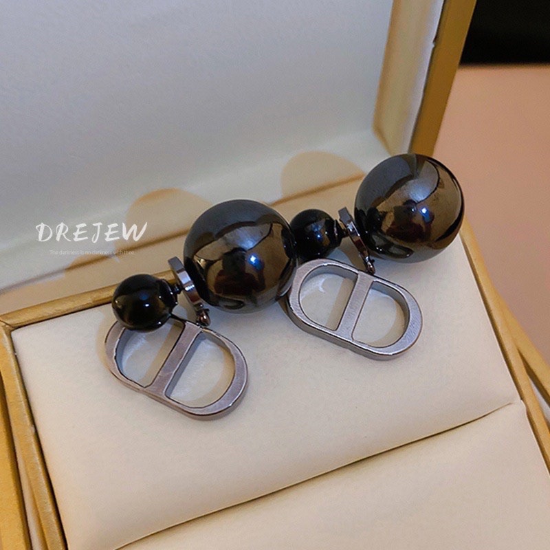 bông tai CD Ngọc đen cao cấp, phụ kiện trắng sức hari korea accessories