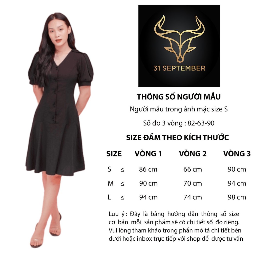 Váy đũi cổ chữ V dáng xòe phối cúc siêu xinh 31 SEPTEMBER S008 | BigBuy360 - bigbuy360.vn