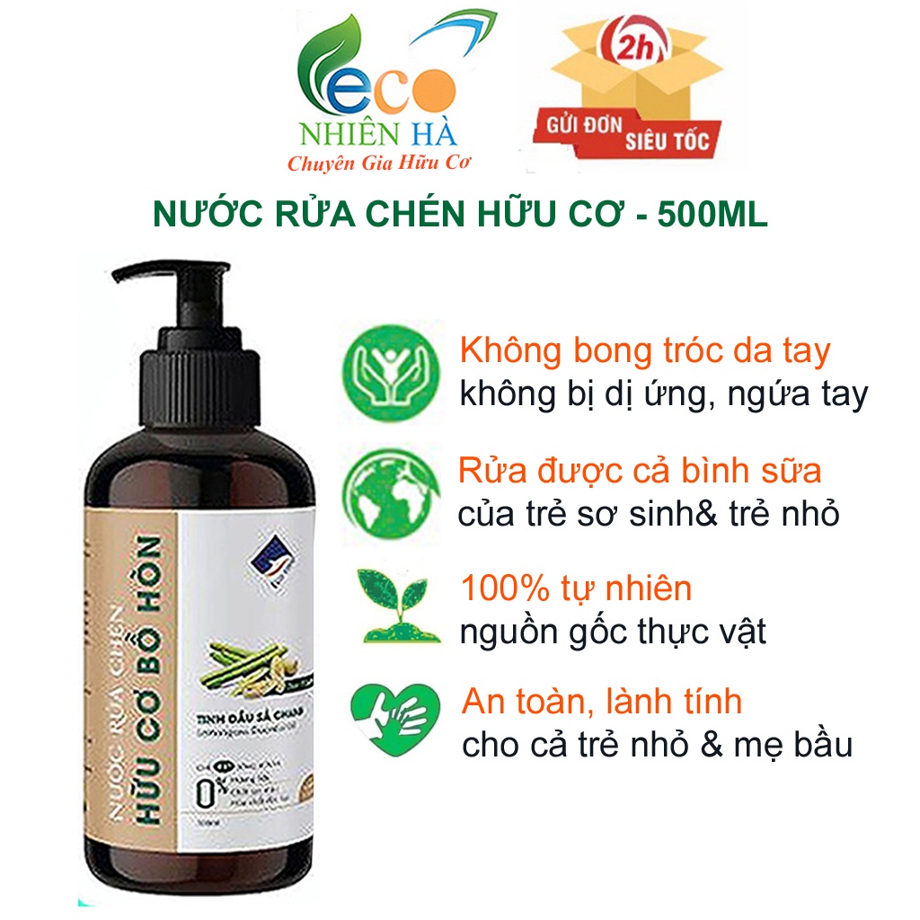 Nước rửa chén ECOCARE 500ml hữu cơ, nước rửa bát an toàn trẻ nhỏ, không hại da tay