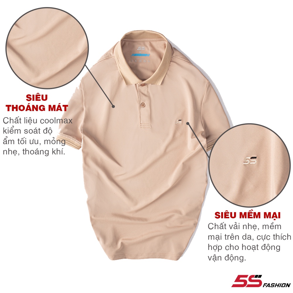 Áo Thun Nam Polo AMES Phối Logo 5S ( 5 màu), Chất Vải Co Giãn Nhẹ, Chống Nhăn Nhàu, Chống Bai Màu (APC22135-02)