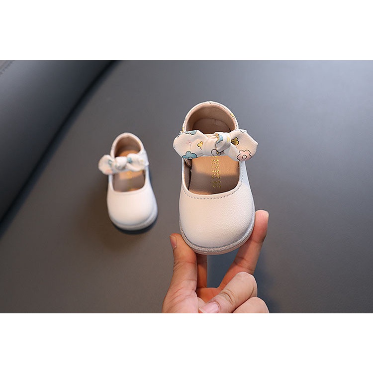 Giày búp bê thỏ nơ xanh đen trắng hoa siêu xinh cho bé gái sz 16-20