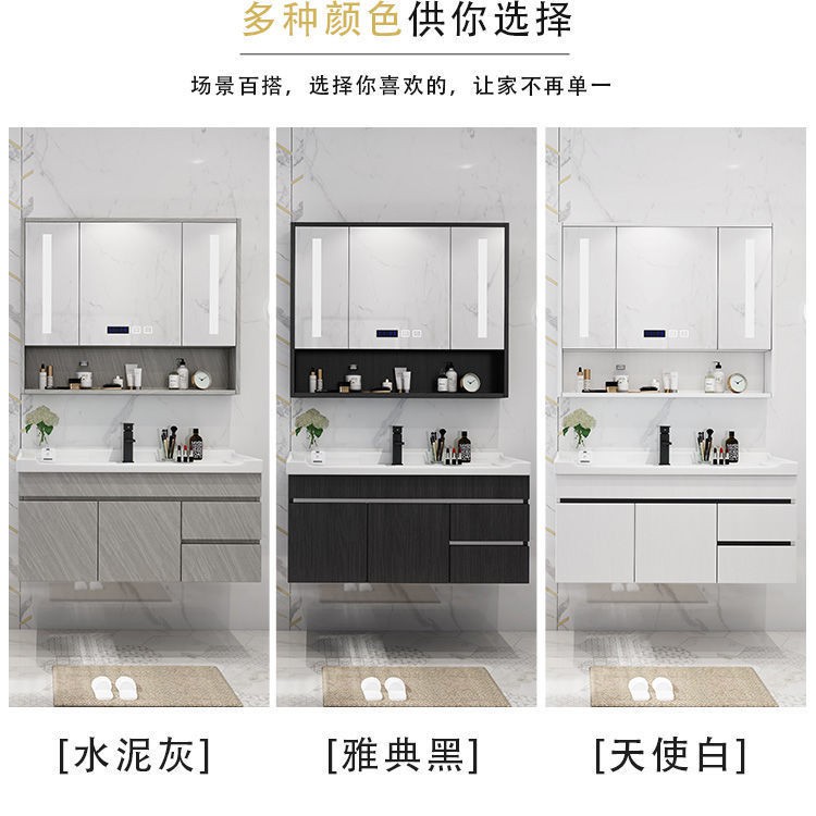 Phòng tắm bắc âu gỗ đặc tủ chậu rửa kết hợp trang điểm gương đơn giản1 | BigBuy360 - bigbuy360.vn