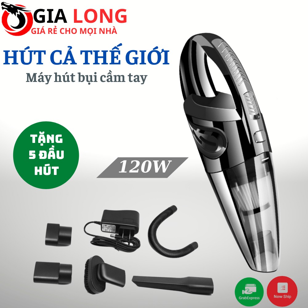 Máy hút bụi mini cầm tay không dây công suất lớn 120w cực mạnh, máy hút bụi xe hơi, xe ô tô không dây sử dụng pin sạc