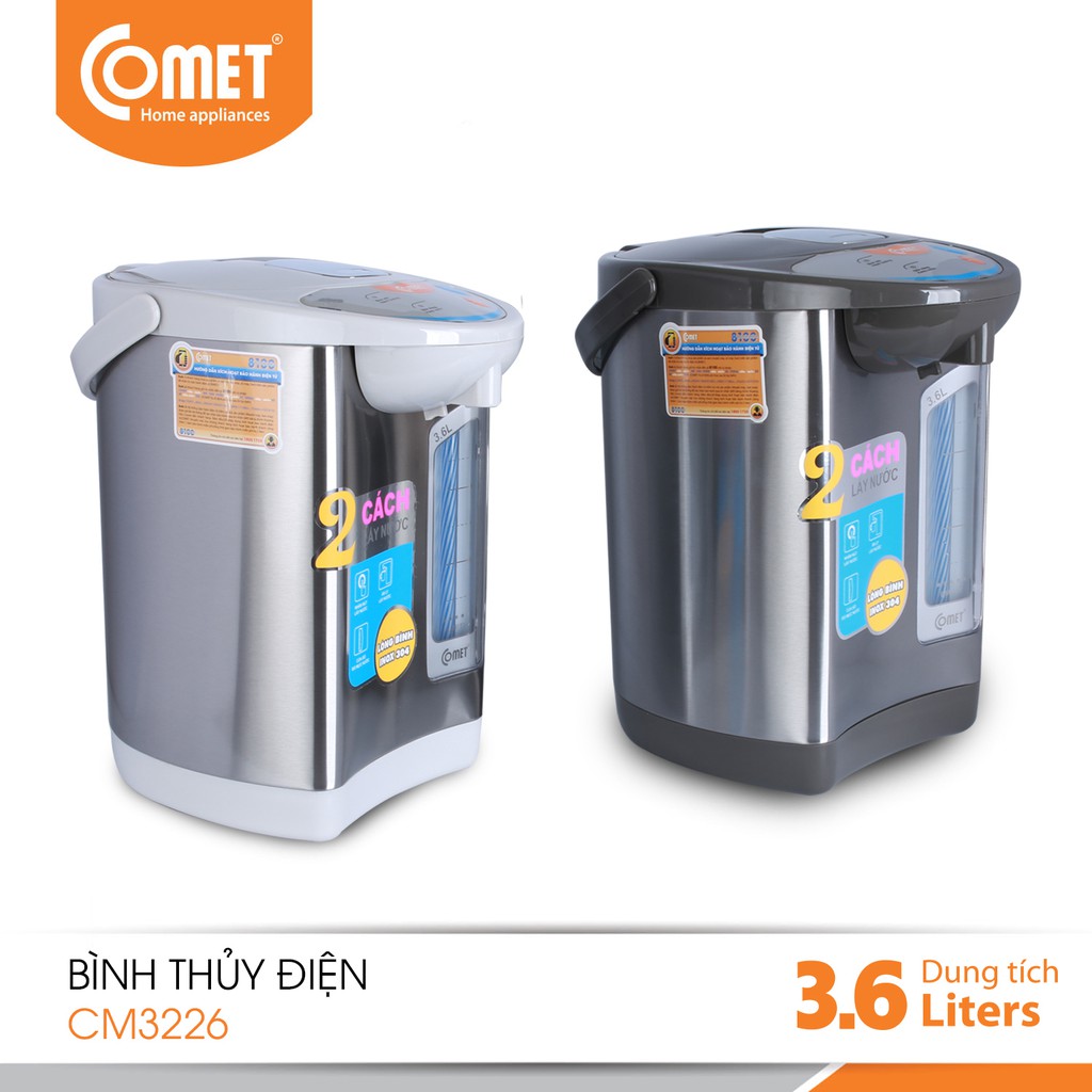 [Mã ELCMT5 giảm 10% đơn 699K] Bình thuỷ điện dung tích 3,6L COMET - CM3226