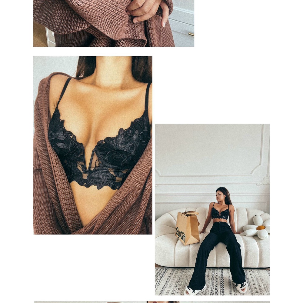 áo Bra gọng họa tiết hoa thêu new mã EBALB09