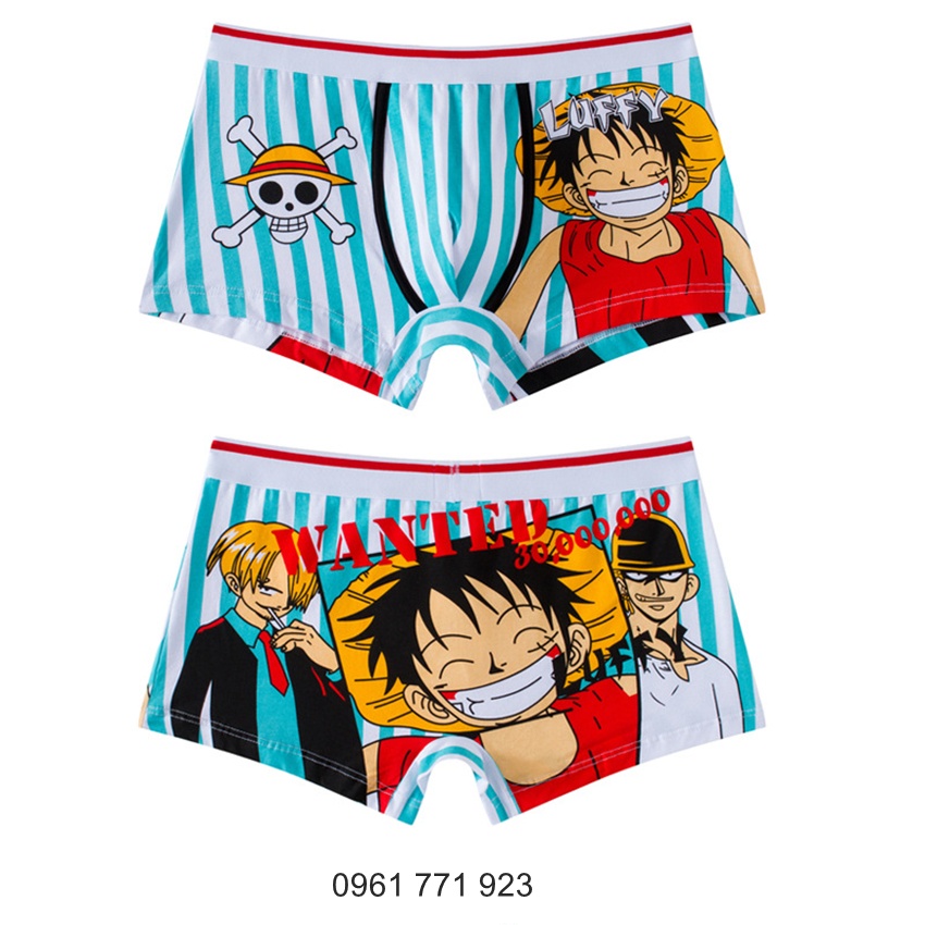 Quần Lót Nam Hoạt Hình Nhập Khẩu cao cấp doraemon siêu nhân Songoku, Quần Sịp Hoạt Hình one piece đùi cho học sinh cấp 2