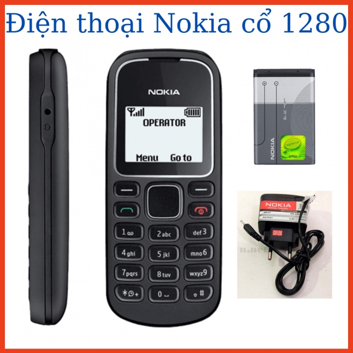 Điện thoại nokia 1280 kèm pin sạc-Bảo hành 12 tháng