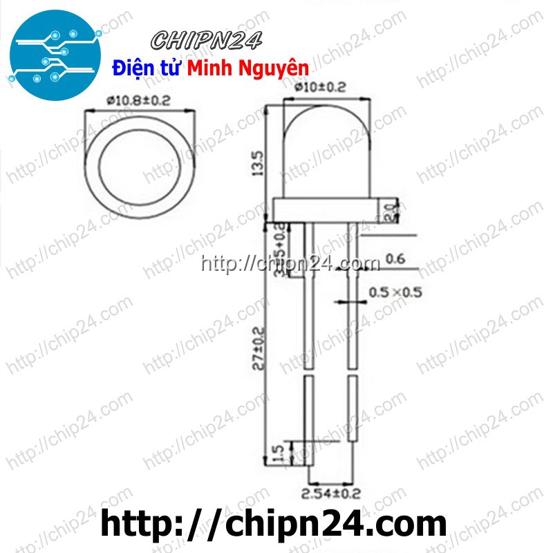 [5 CON] (TK1) Led 10mm Trong 7 MÀU RGB 2 chân
